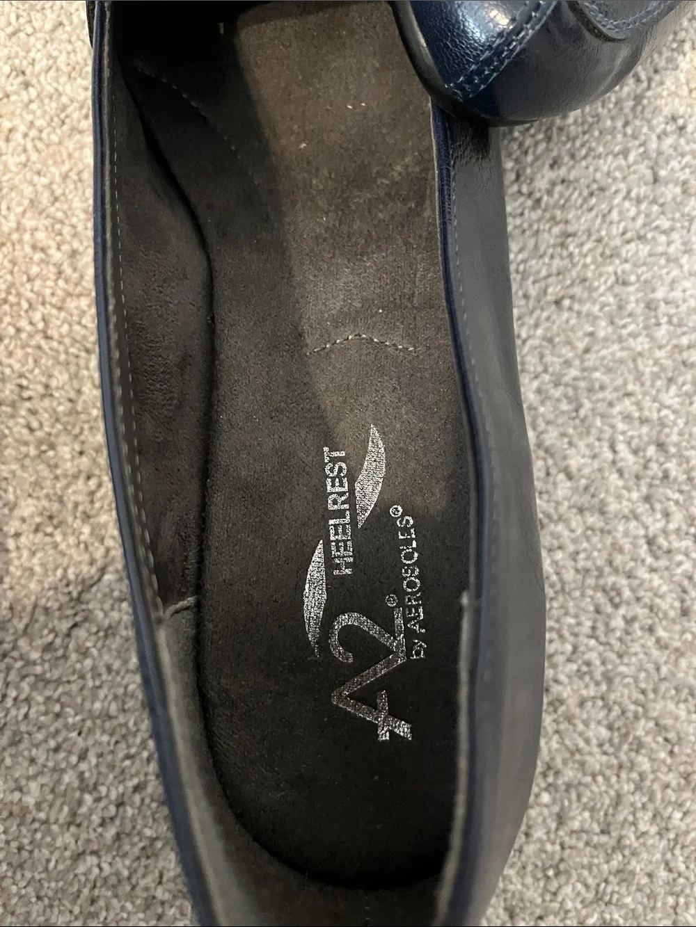 A2 Women's Navy Leather wedge  Loafers with Silver Hardware